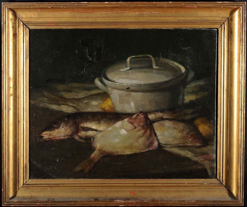 Anonimo del XIX secolo Natura morta con pesci  - Auction OnLine Auction 09-2012 - Cambi Casa d'Aste