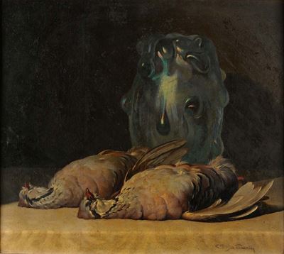 Rino Gaspare Battaini (1892-1960)fagiani con Vaso