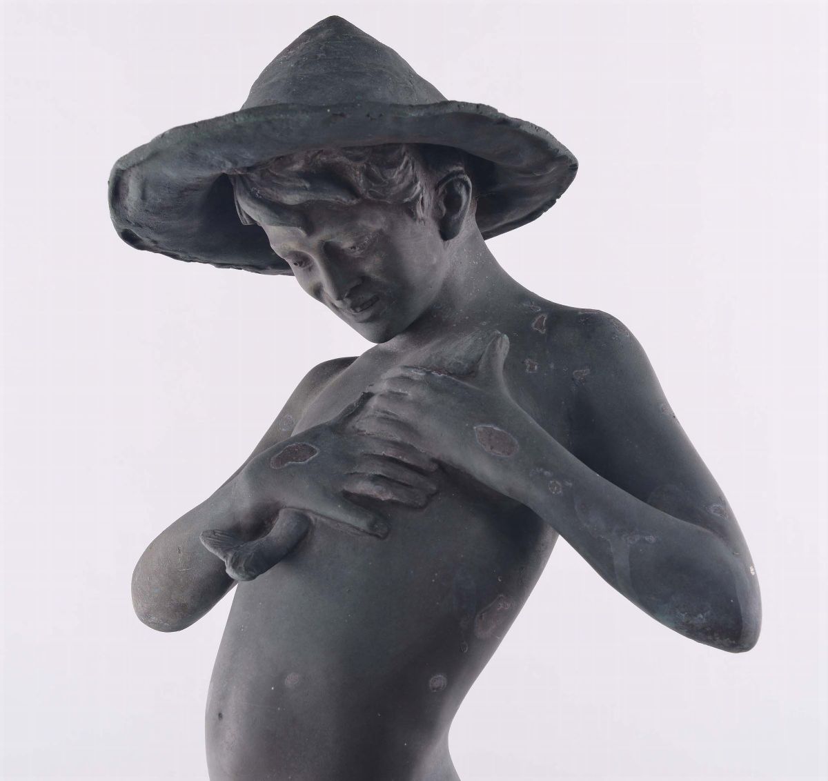 Scultura in Bronzo Raffigurante Pescatorello