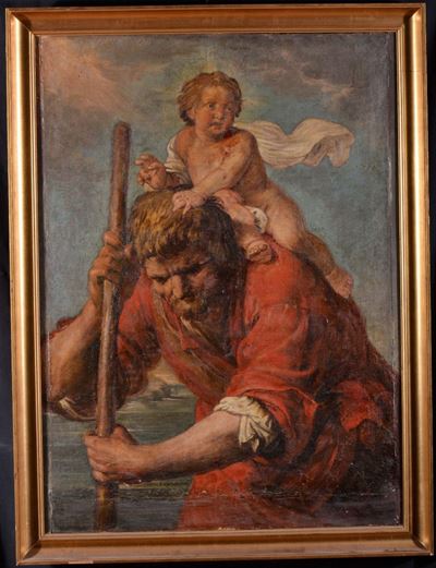 Anonimo del XIX Secolosan Cristoforo con Bambin Gesù