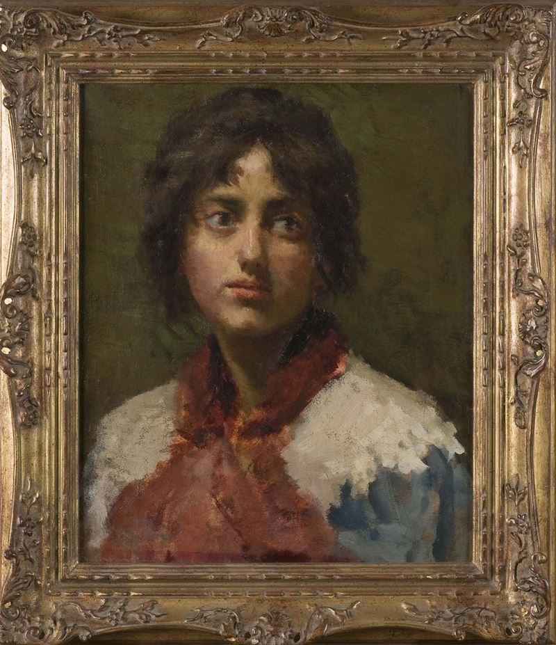 Leopoldo Mariotti (attivo a Roma alla fine del XIX secolo) Volto di giovane donna  - Auction 19th and 20th Century Paintings - Cambi Casa d'Aste