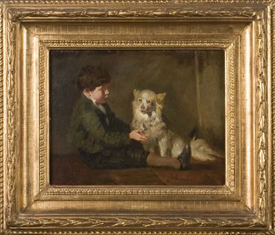 Anonimo del XIX Secolobambino con Cane