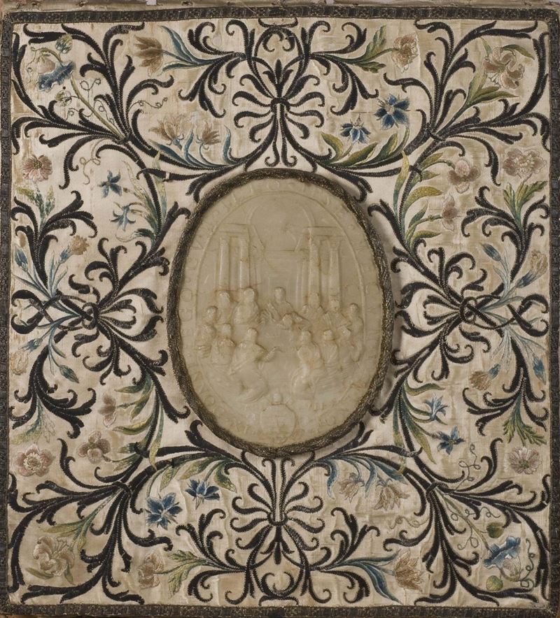 Placca ovale in cera modellata a bassorilievo con la raffigurazione dell’Ultima Cena, XVIII secolo  - Asta Antiquariato e Dipinti Antichi - Cambi Casa d'Aste
