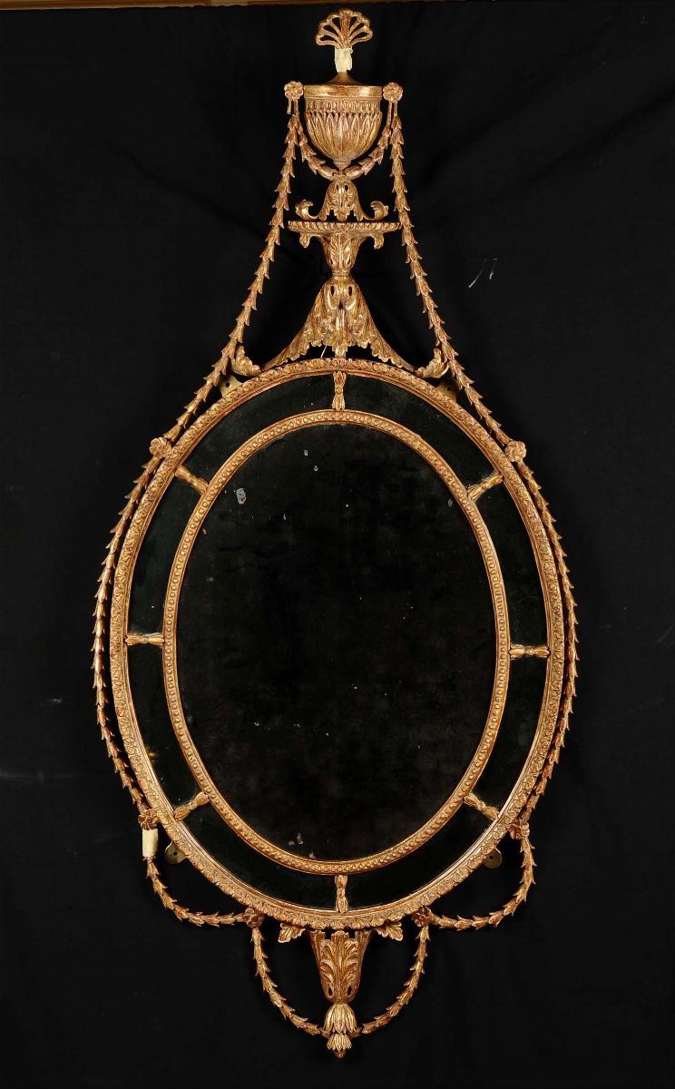 Specchiera in legno intagliato e dorato, XIX secolo  - Asta Antiquariato e Dipinti Antichi - Cambi Casa d'Aste