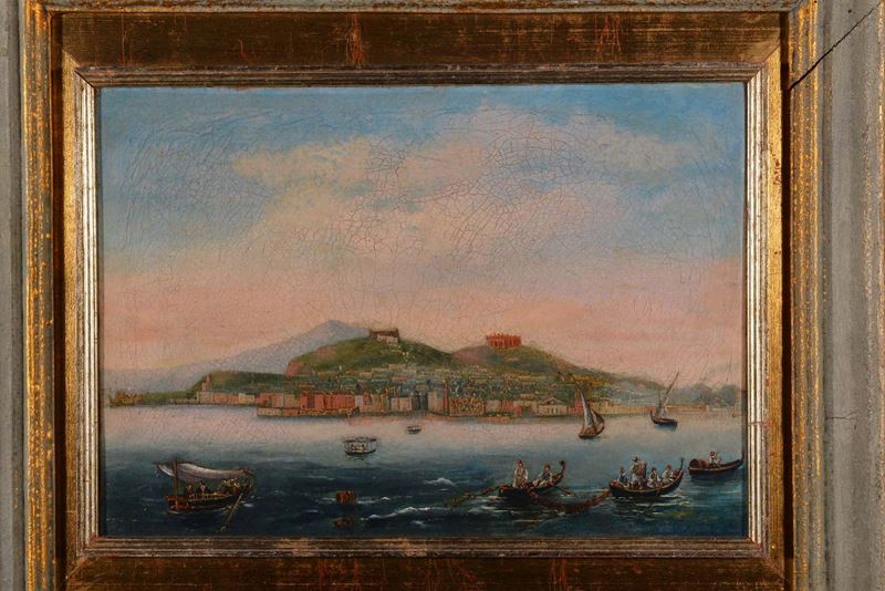Pittore Napoletano del XIX secolo Napoli dal mare  - Asta Antiquariato e Dipinti Antichi - Cambi Casa d'Aste