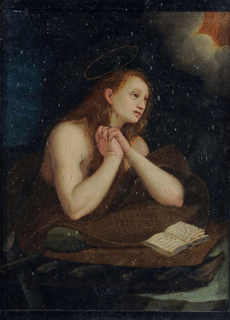Domenico Robusti detto Domenico Tintoretto (Venezia 1560-1635) Maddalena penitente  - Asta Dipinti Antichi - Cambi Casa d'Aste
