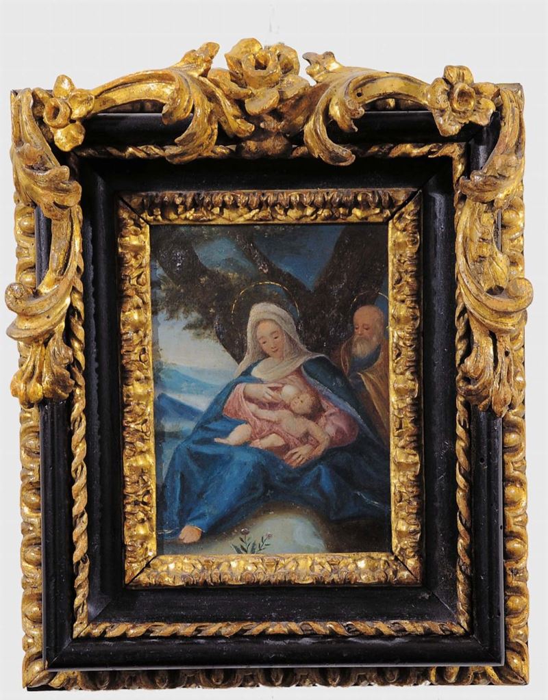 Scuola dell'Italia centrale del XVII secolo Sacra Famiglia  - Asta Antiquariato e Dipinti Antichi - Cambi Casa d'Aste