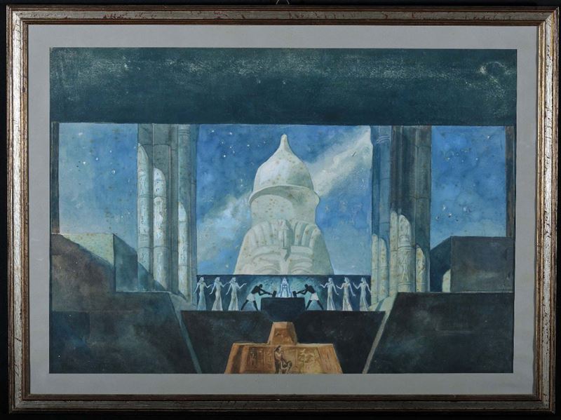 Nikolai Alexandrovich Benois (1901-1988) Scena per l'Aida di G.Verdi al Teatro alla Scala  - Auction 19th and 20th Century Paintings - Cambi Casa d'Aste