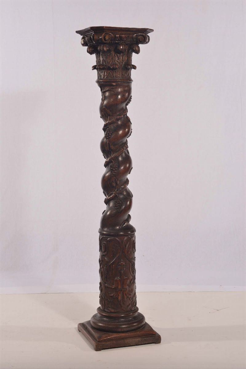 Colonna a torchon in legno intagliato  - Auction Antiques and Old Masters - Cambi Casa d'Aste