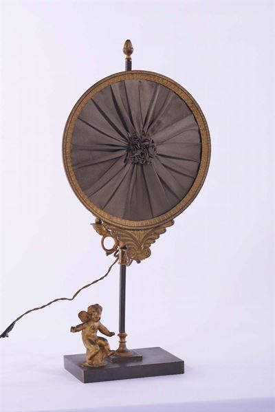 Lampada Carlo X Rappresentatnte un Angioletto su Base, Francia Circa 1830-40