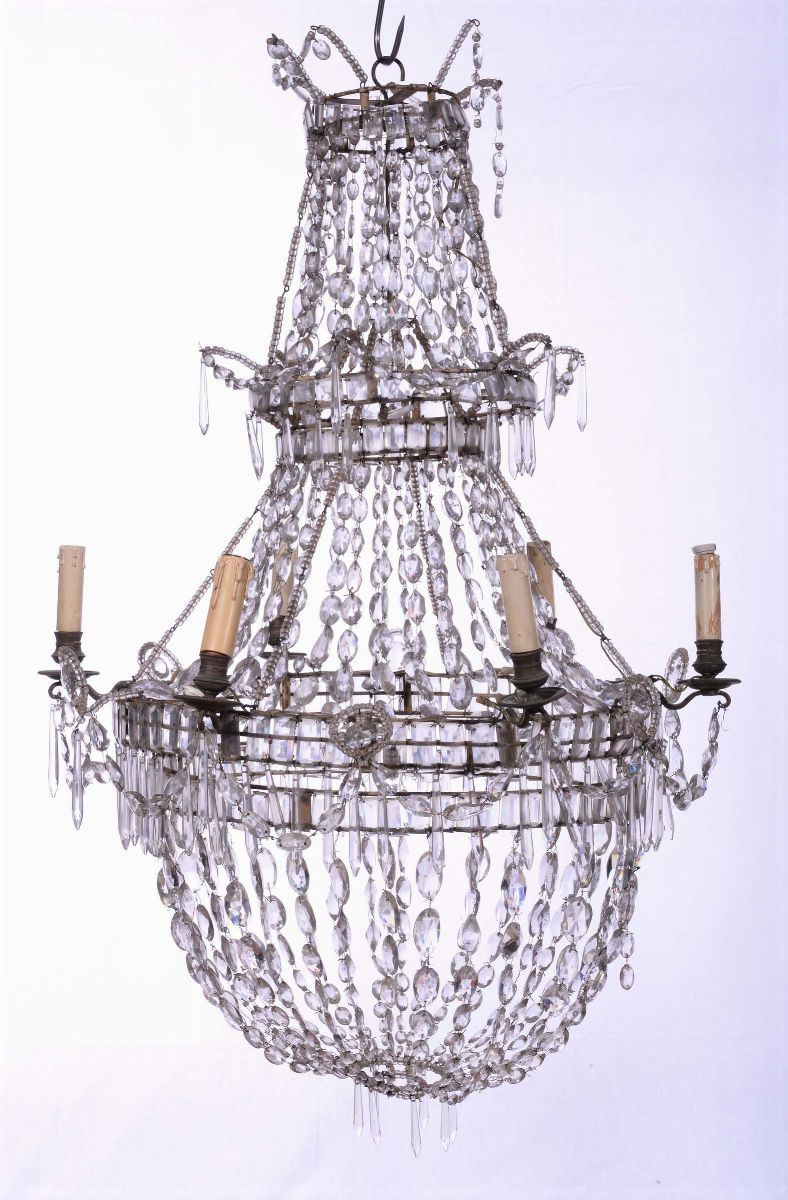 Lampadario a mongolfiera a sei luci  - Auction Antiques and Old Masters - Cambi Casa d'Aste