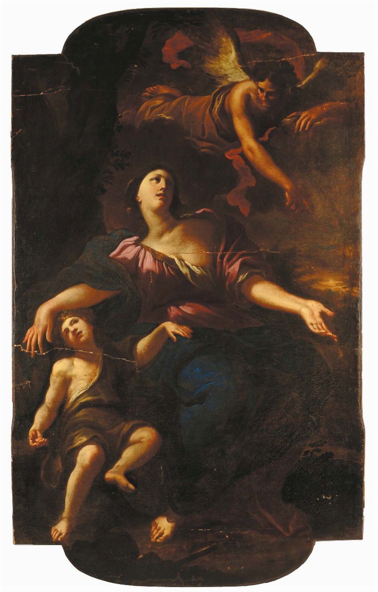 Gian Lorenzo Bertolotto ( Genova 1640-1720) Agar e l'Angelo  - Asta Dipinti Antichi - II - Cambi Casa d'Aste
