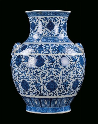 Grande Vaso in Porcellana Bianca e Blu, Cina, XIX Secolo