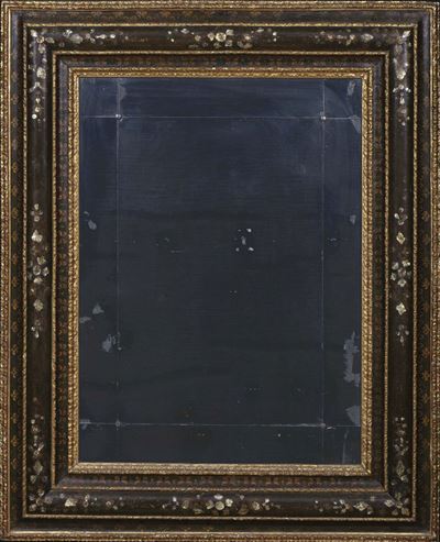 Grande Specchiera in Legno Laccato e Dipinto con Intarsi in Madreperla, Venezia XVIII-XIX Secolo