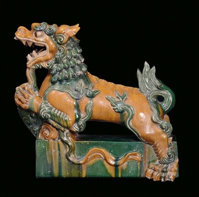 Grande Figura di Fiera in Grès Invetriato, Cina Fine XIX Secolo-inizio XX Secolo