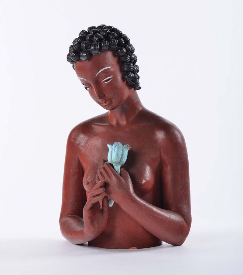 F. & M. Goldscheider - Vienna Busto con fiore  - Asta Arti Decorative del XX secolo - I - Cambi Casa d'Aste