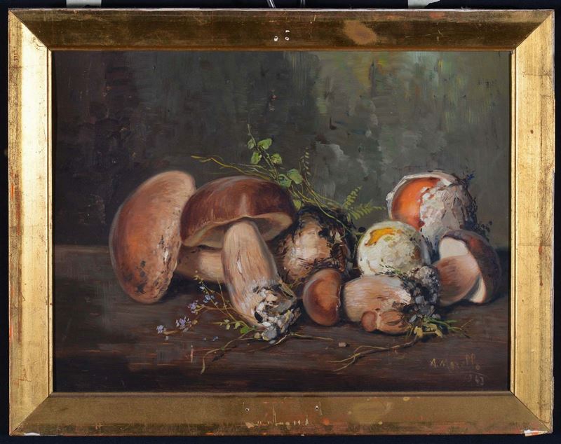 Amedeo Merello (1890-1979) Funghi, 1943  - Asta Dipinti del XIX e XX secolo - Cambi Casa d'Aste