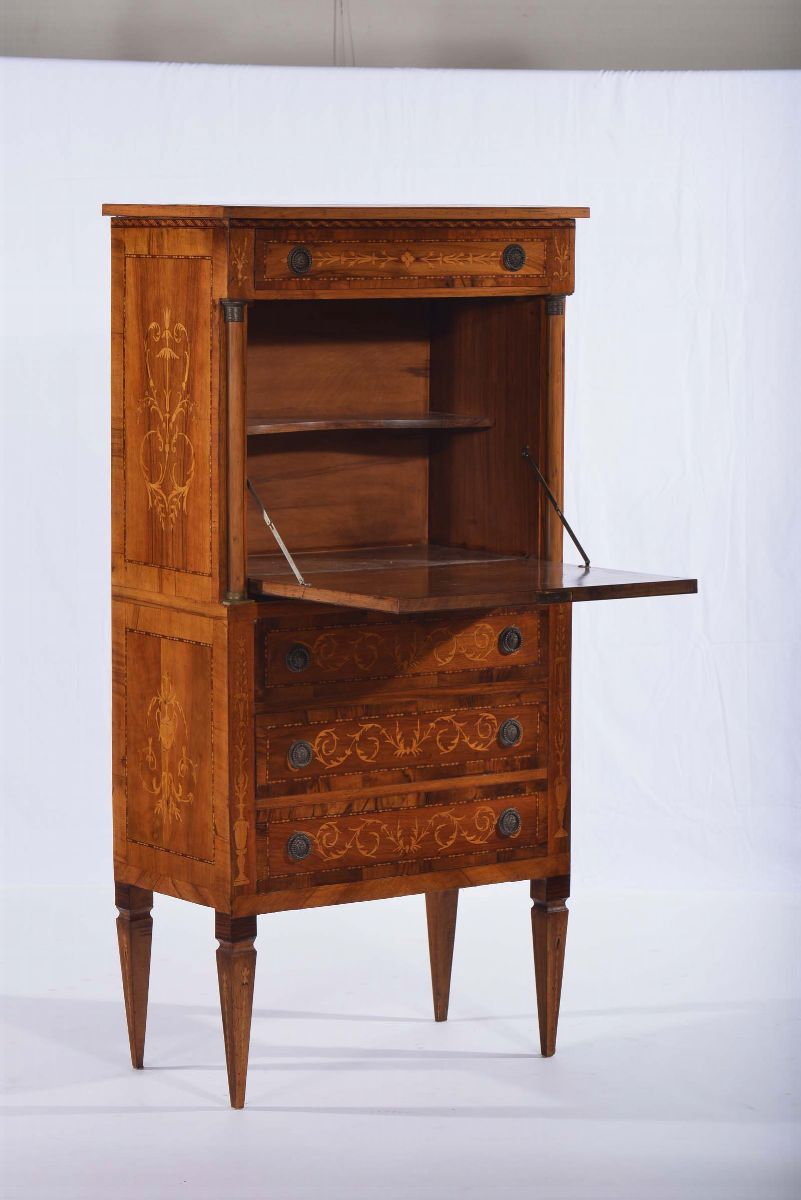 Secretaire in Stile in Legno Intarsiato