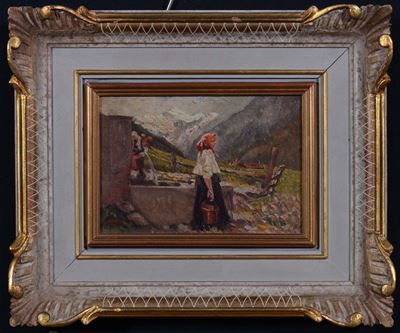 Leonardo Bazzaro (1853-1937)fanciulle alla Fonte