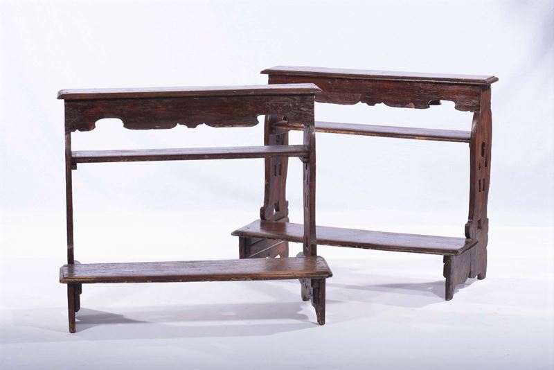 Coppia di panchetti da chiesa  - Auction OnLine Auction 09-2012 - Cambi Casa d'Aste