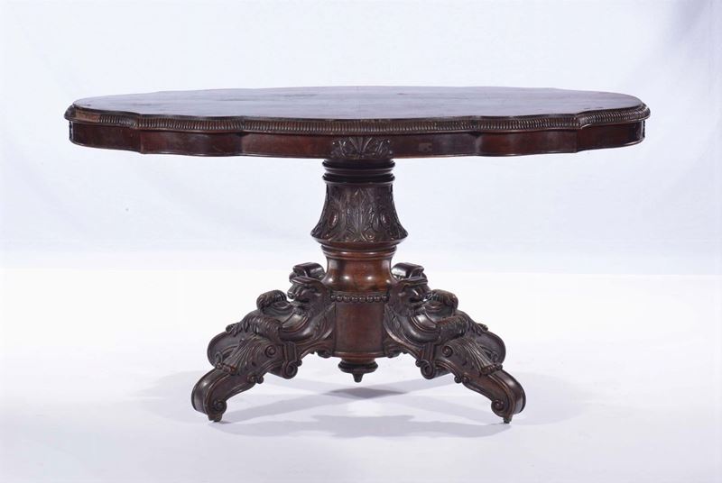 Tavolo a biscotto a gamba centrale  - Auction OnLine Auction 09-2012 - Cambi Casa d'Aste