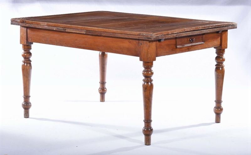 Tavolo allungabile in rovere, Emilia XIX secolo  - Asta Antiquariato e Dipinti Antichi - Cambi Casa d'Aste