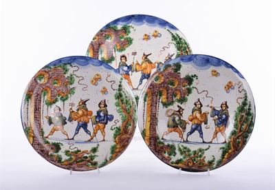 Tre Piatti in Maiolica