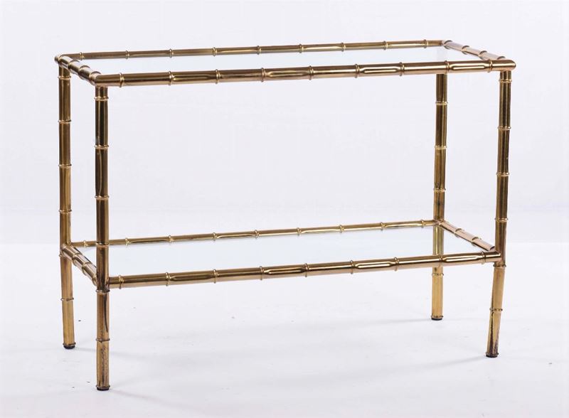 Tavolino a finto bambù in metallo dorato e due ripiani in vetro  - Auction Antiques and Old Masters - Cambi Casa d'Aste