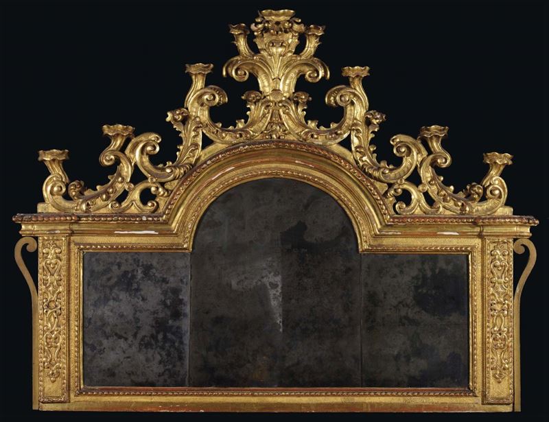 Caminiera in legno intaglaito e dorato, XVIII secolo  - Asta Antiquariato e Dipinti Antichi - Cambi Casa d'Aste
