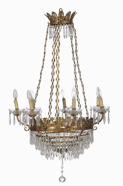 Lampadarietto Impero in Bronzo a Sette Luci