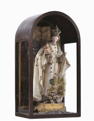 Scultura in Terracotta Raffigurante Madonna con Bambino, Inizio XIX Secolo