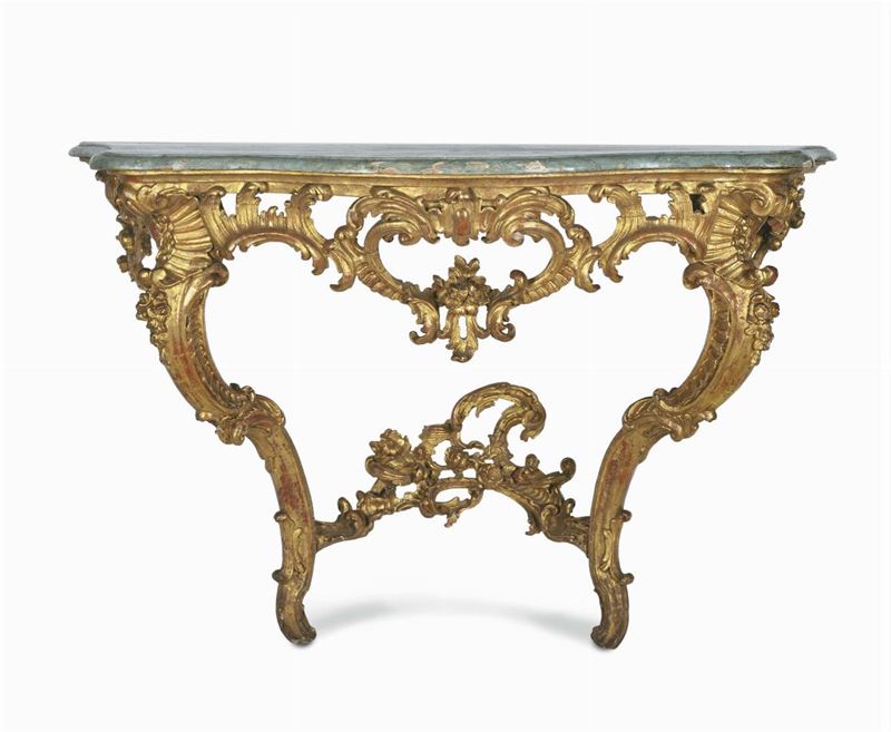 Console in legno intagliato e dorato, Francia XVIII secolo  - Asta Antiquariato e Dipinti Antichi - Cambi Casa d'Aste