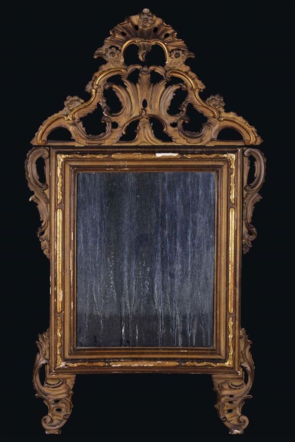 Specchiera intagliata e dorata, XVIII secolo