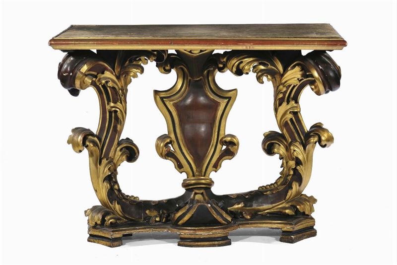 Console barocca in legno intagliato e laccato, XVIII secolo  - Auction Antiques and Old Masters - Cambi Casa d'Aste