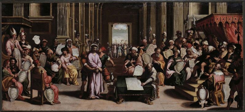 Scuola Italiana del XVII secolo Gesù davanti a Caifa  - Auction Antiques and Old Masters - Cambi Casa d'Aste