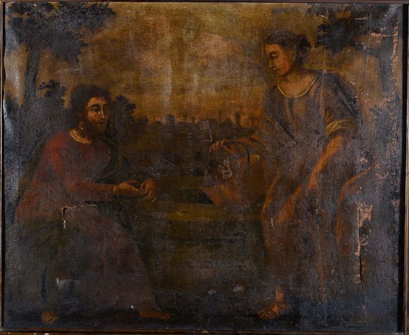 Scuola del XVIII secolo Gesù e la Samaritana  - Asta Antiquariato e Dipinti Antichi - Cambi Casa d'Aste
