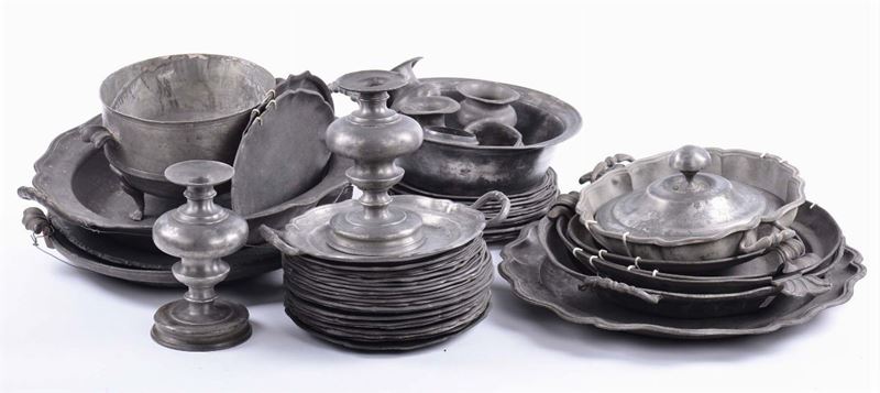 Lotto di oggetti in peltro, XVIII secolo  - Auction Antiques and Old Masters - Cambi Casa d'Aste