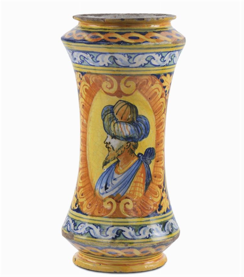 Albarello in maiolica policroma, Faenza XVI secolo  - Auction Antiques and Old Masters - Cambi Casa d'Aste