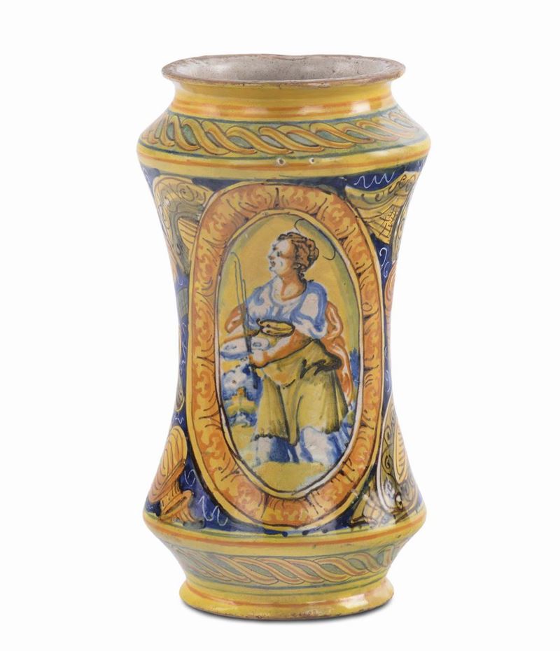 Albarello in maiolica policroma, Palermo XVIII secolo  - Auction Antiques and Old Masters - Cambi Casa d'Aste