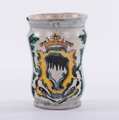 Piccolo Albarello in Maiolica, Italia Meridionale Fine XVIII Secolo