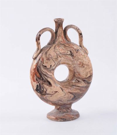 Piccola Borraccia in Maiolica ,italia Meridionale XX Secolo