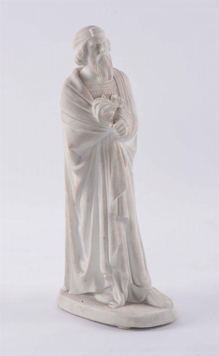 Statuina in biscuit raffigurante figua maschile, Francia XIX secolo  - Auction Antiques and Old Masters - Cambi Casa d'Aste