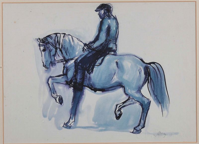Stanis Dessy (1900-1986) Uomo a cavallo  - Auction 19th and 20th Century Paintings - Cambi Casa d'Aste