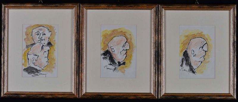 Mino Maccari (1898-1989) Caricature  - Auction 19th and 20th Century Paintings - Cambi Casa d'Aste