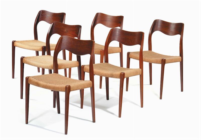 Manifattura Danese Sei sedie  - Auction Decorative Arts of XX Century - I - Cambi Casa d'Aste