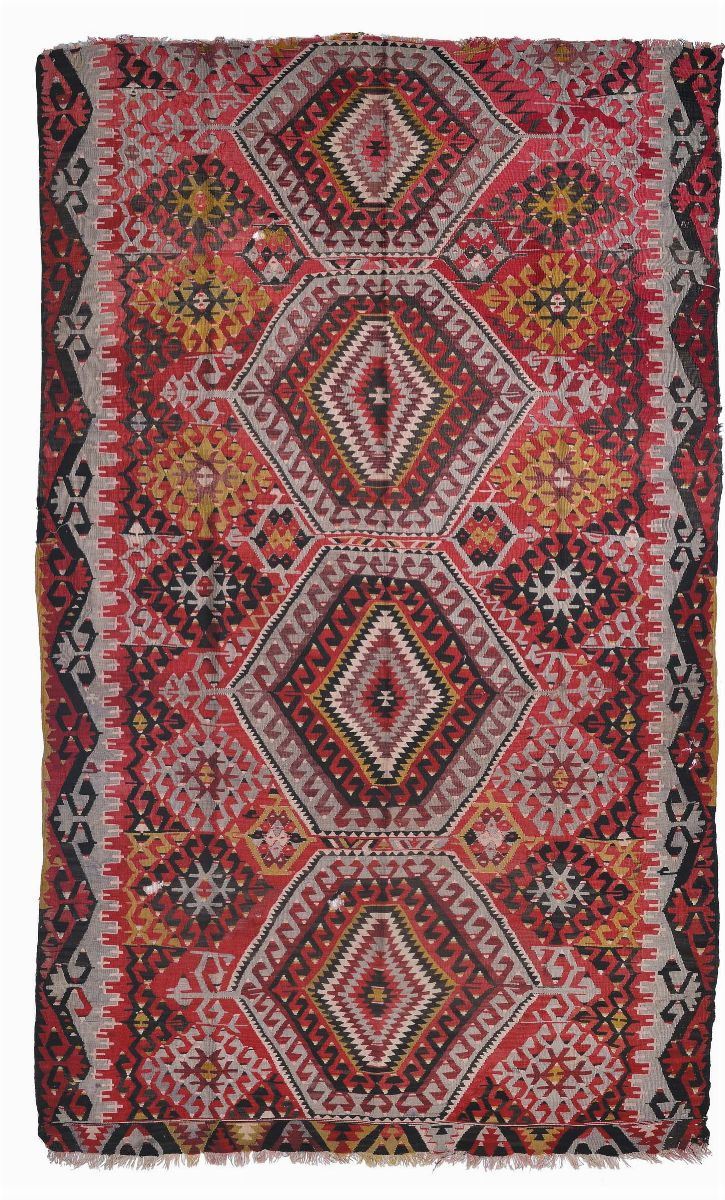 A Kilim end 19th early 20th ceentury.  - Auction Ancient Carpets - Cambi Casa d'Aste