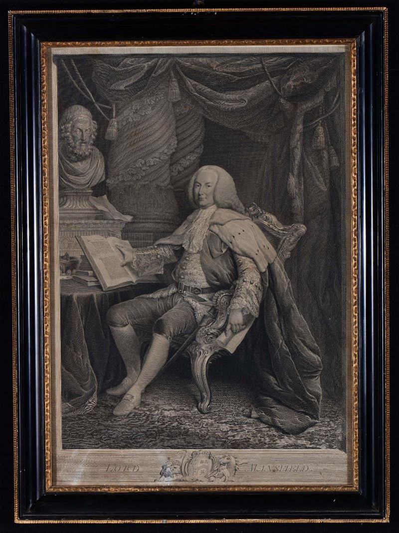 Stampa inglese raffigurante Lord Mansfield  - Auction Antiques and Old Masters - Cambi Casa d'Aste
