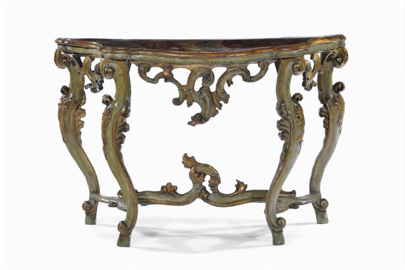 Console in legno intagliato e laccato, XVIII secolo  - Auction Antiques and Old Masters - Cambi Casa d'Aste