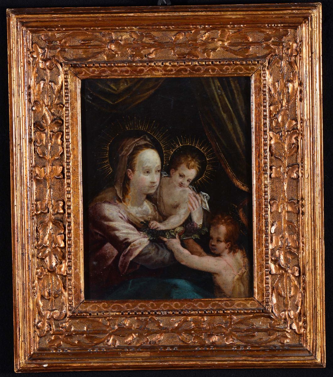 Giulio Clovio (1498-1578), Scuola Dimadonna con Bambino e San Giovannino