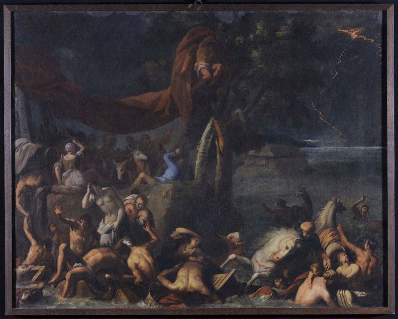Giulio Carpioni (1611/13-1678), attribuito a Diluvio universale  - Asta Antiquariato e Dipinti Antichi - Cambi Casa d'Aste